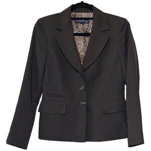 Evan-Picone Petite Suit Jacket Brown w/Stripes Polyester Blend Women's Size 6P